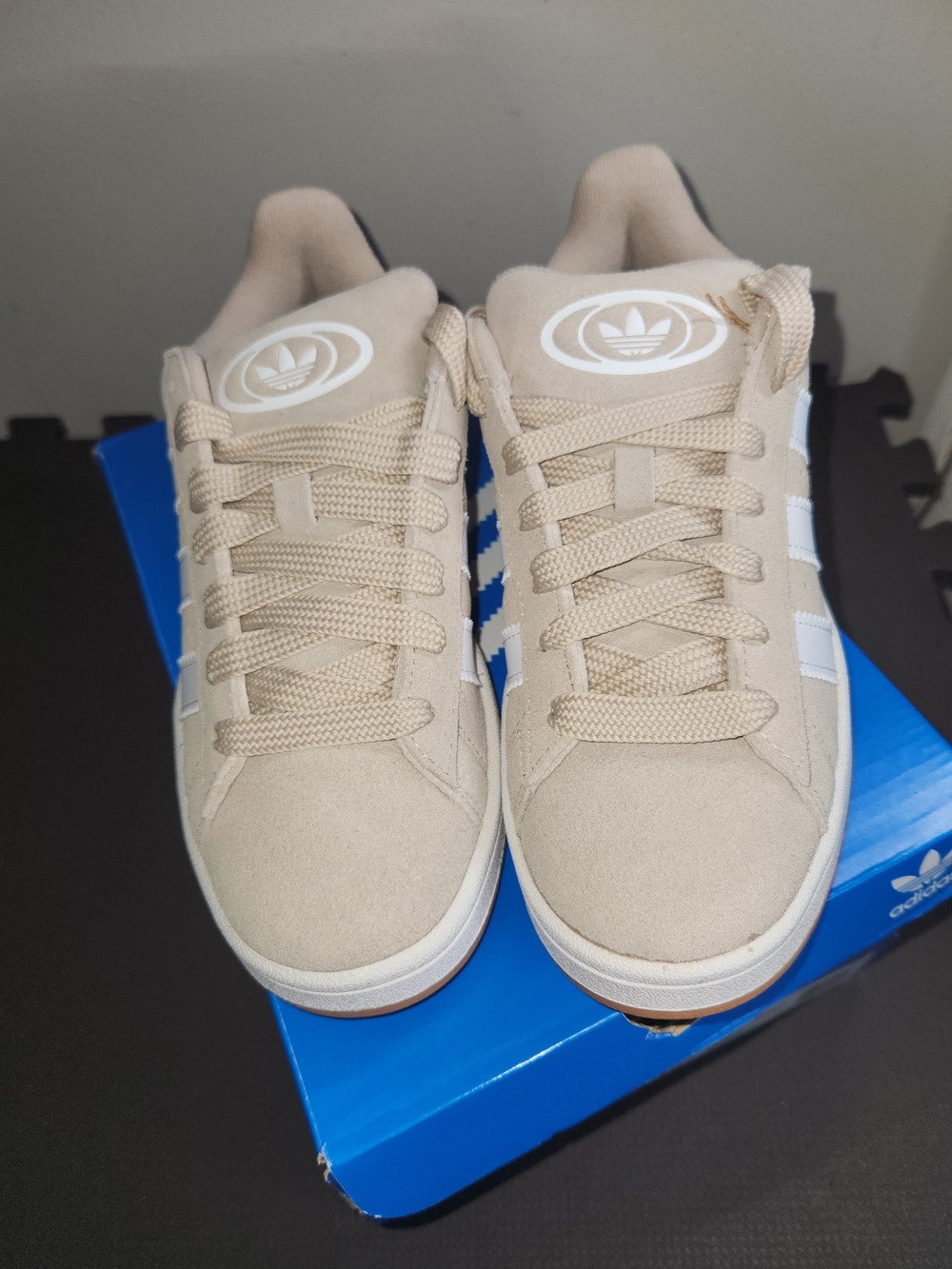 adidas Campus Suede Sneakers in Beige with White Stripes - Picture 3 of 6